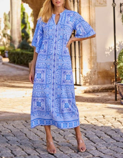 Blue Printed Dress