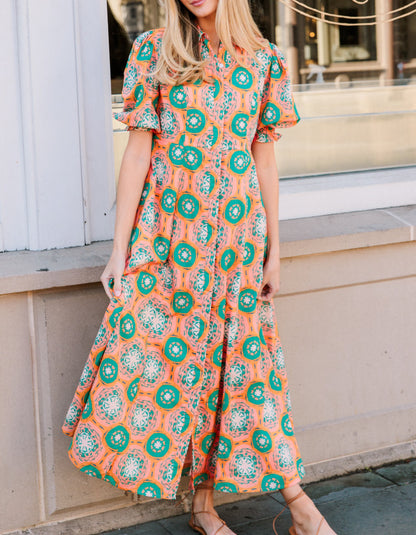 Puff Sleeves Long Dress