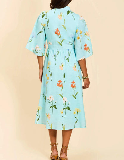 Blue Floral Midi Dress