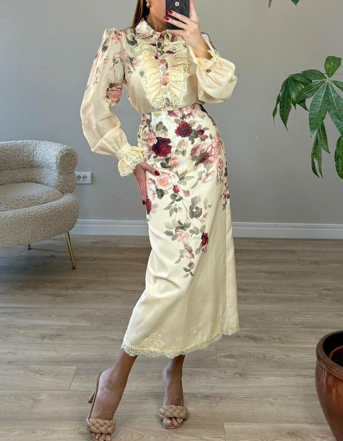 Rose Lace Two-Pieces Dress