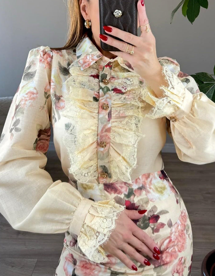 Rose Lace Two-Pieces Dress