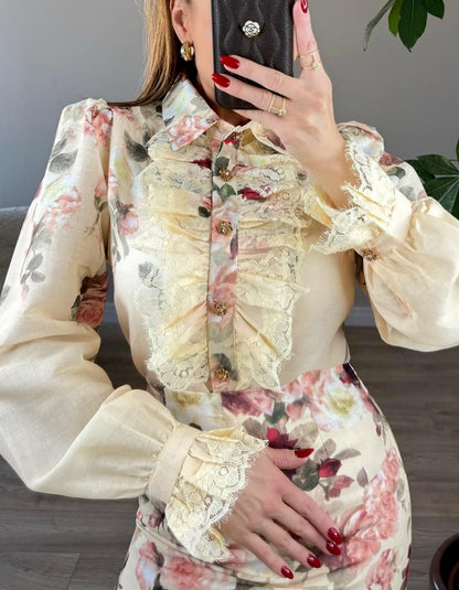 Rose Lace Two-Pieces Dress