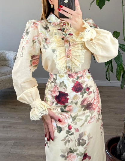Rose Lace Two-Pieces Dress