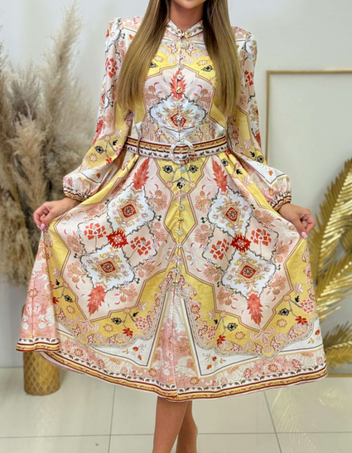 Printing With Belt Dress