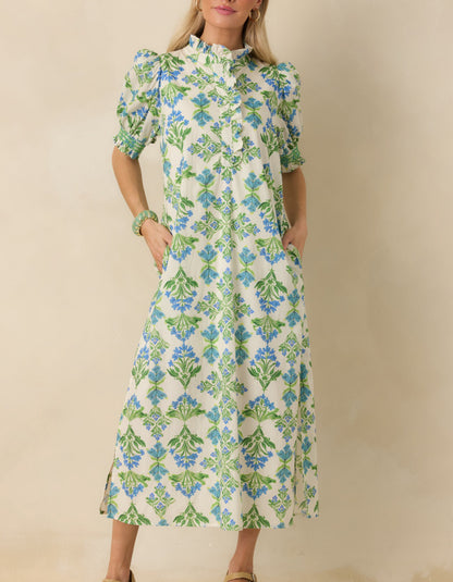 Ruffle Neck Maxi Dress