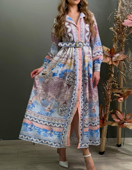 Casual Belt Maxi Dress