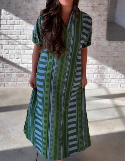 Green Stripe With Pockets Dress