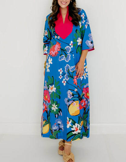 Navy Flower Loose Dress