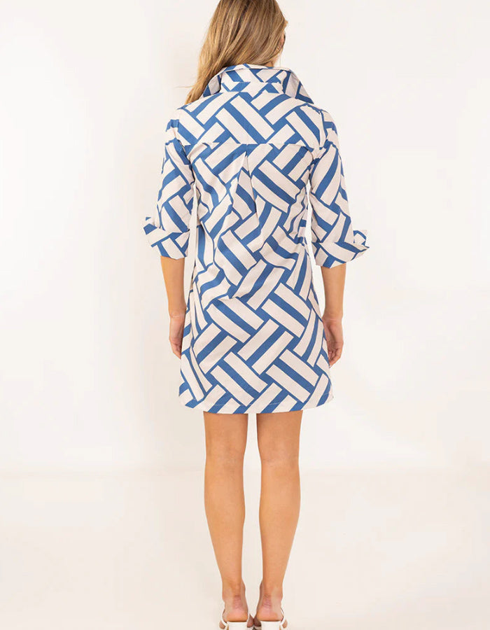 Blue-White Striped Mini Dress