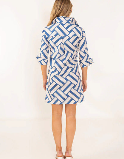 Blue-White Striped Mini Dress