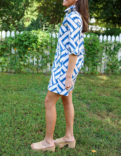 Blue-White Striped Mini Dress
