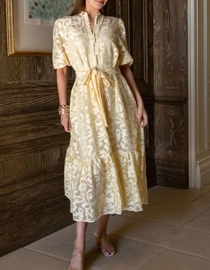 Lace Puff Sleeve Midi Dress