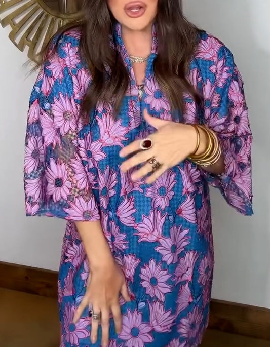 Purple Flower Mini Dress