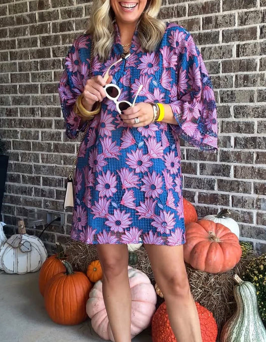 Purple Flower Mini Dress