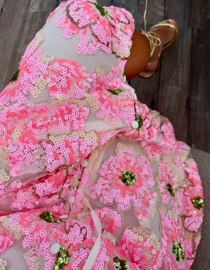 Pink Embroidered Maxi Dress