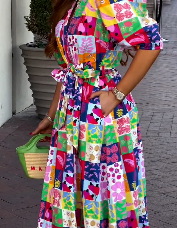 Fruit Quilt Maxi Dress