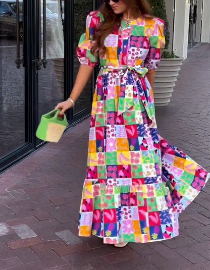 Fruit Quilt Maxi Dress