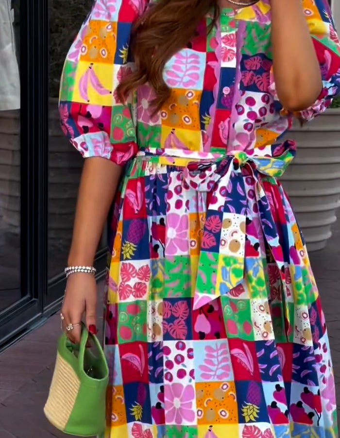 Fruit Quilt Maxi Dress