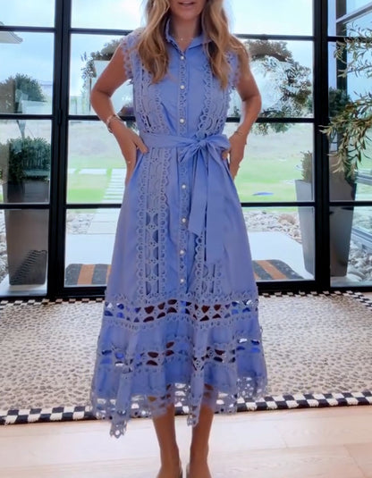 Solid-Color Shirt Dress