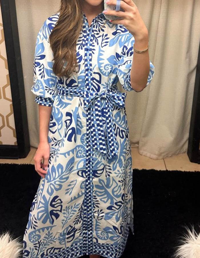 Leaf Maxi Shirt Dress