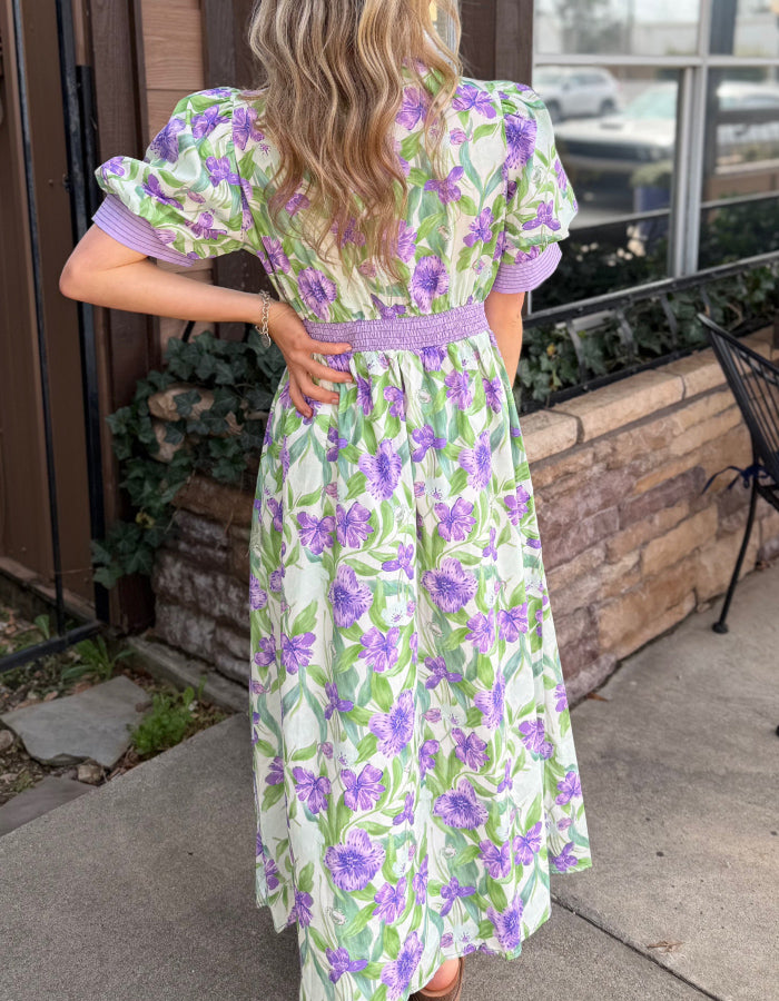 Floral Print Zip Front Midi Dress