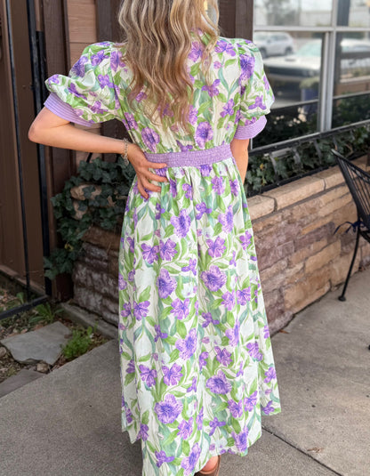 Floral Print Zip Front Midi Dress