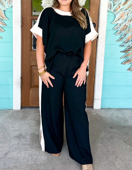 Black w/Ivory Stripe Set