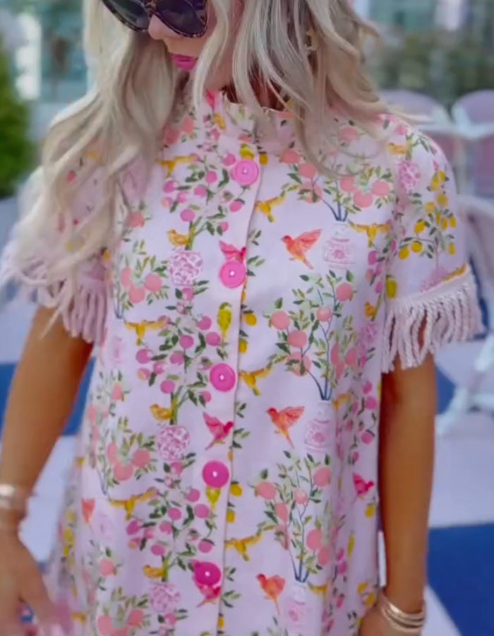 Floral Fringe Mini Dress