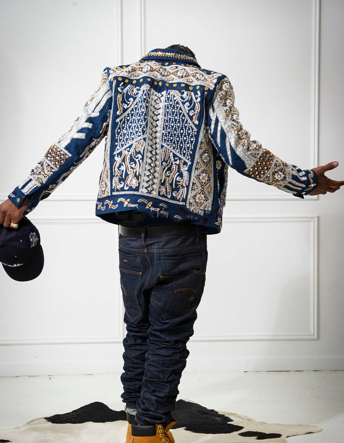 Blue Rhinestone Slim Jacket