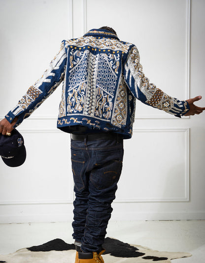 Blue Rhinestone Slim Jacket