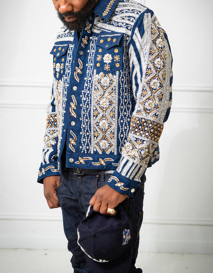 Blue Rhinestone Slim Jacket