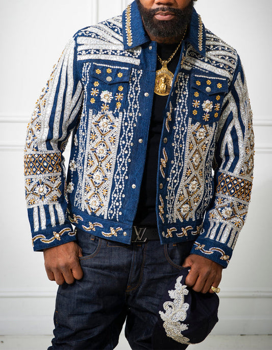 Blue Rhinestone Slim Jacket