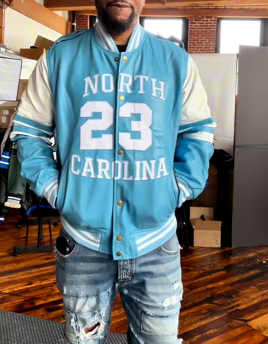 Number Printed Leather Jacket