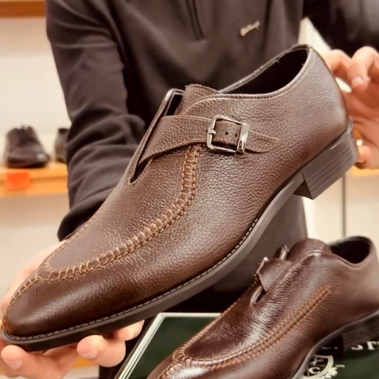 Brown Buckle Leather Shoes