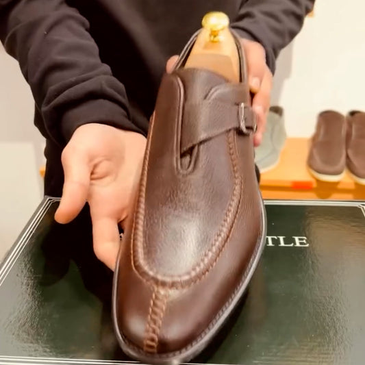 Brown Buckle Leather Shoes