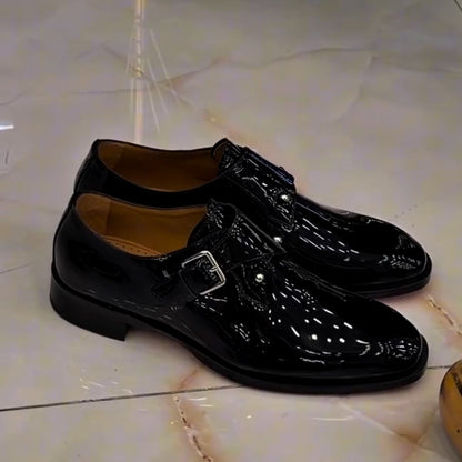 Flat-Sole Buckle Business Shoes