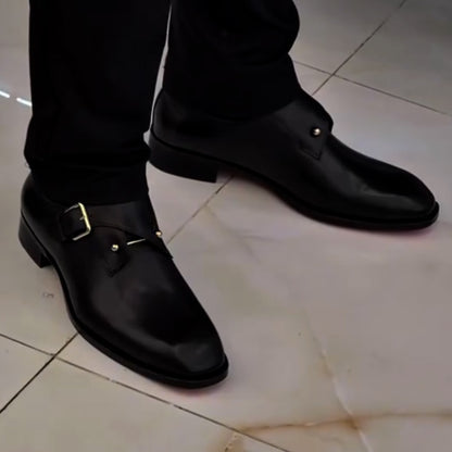 Flat-Sole Buckle Business Shoes