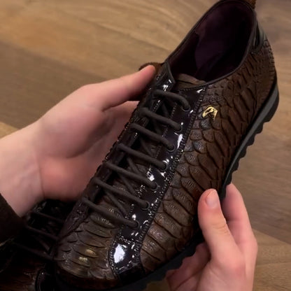 Brown Leather Non-Slip Sneakers