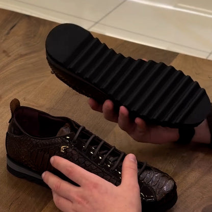 Brown Leather Non-Slip Sneakers