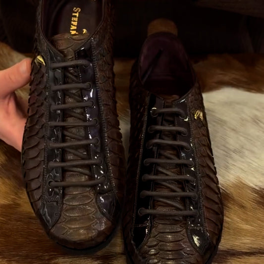 Brown Leather Non-Slip Sneakers