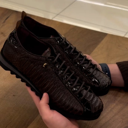 Brown Leather Non-Slip Sneakers