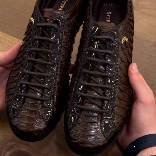 Brown Leather Non-Slip Sneakers