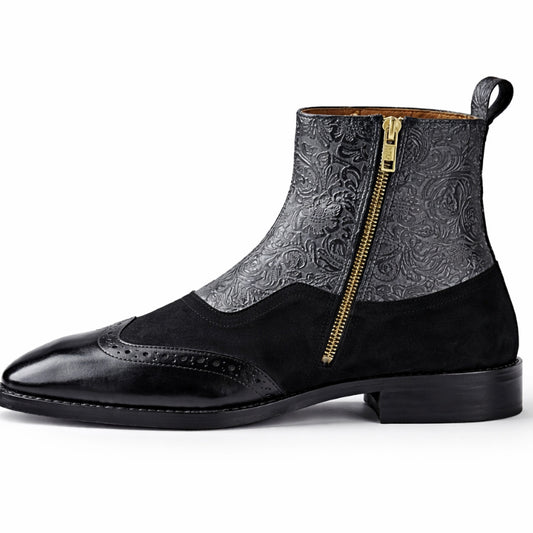 Black Carved Casual Boots