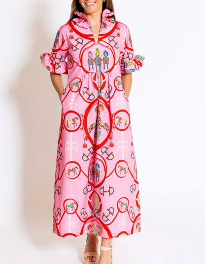 Pink Casual Belt Dress