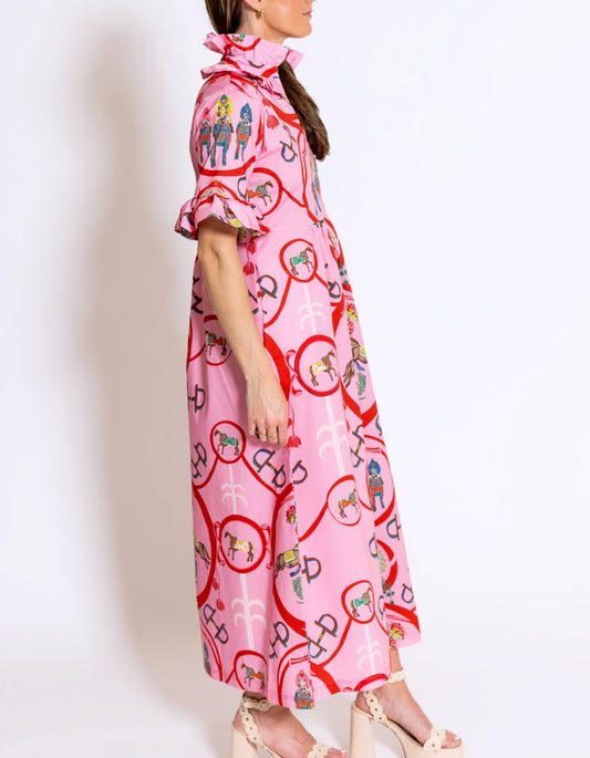 Pink Casual Belt Dress