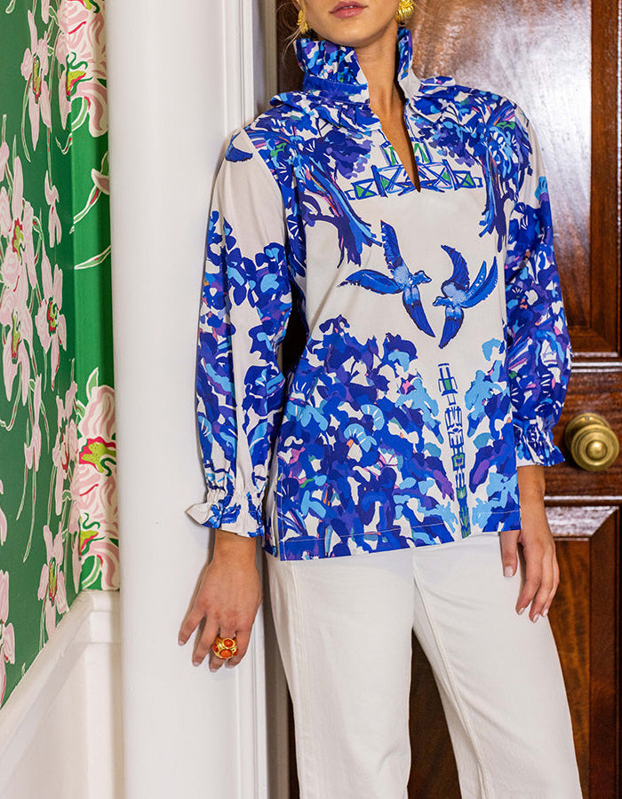 Blue Printed Short Top