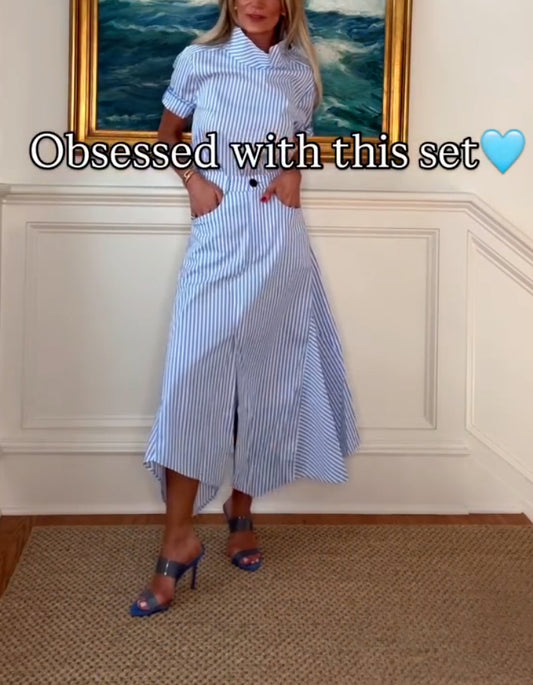 Blue Stripe Unique Dress
