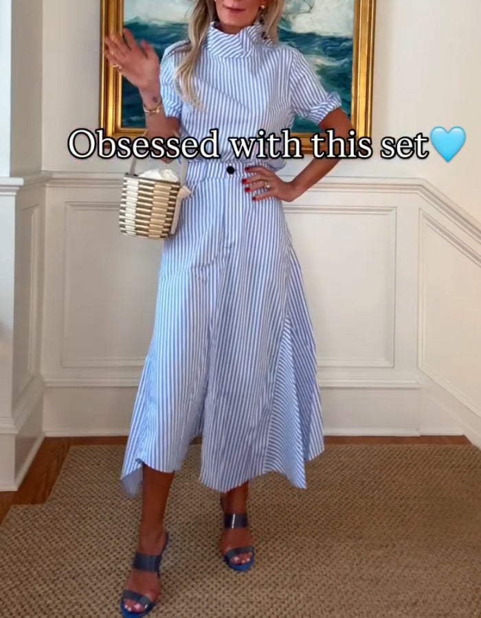 Blue Stripe Unique Dress