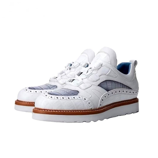 Crocodile Leather + Calf Skin Casual Shoes/Sneakers For Men