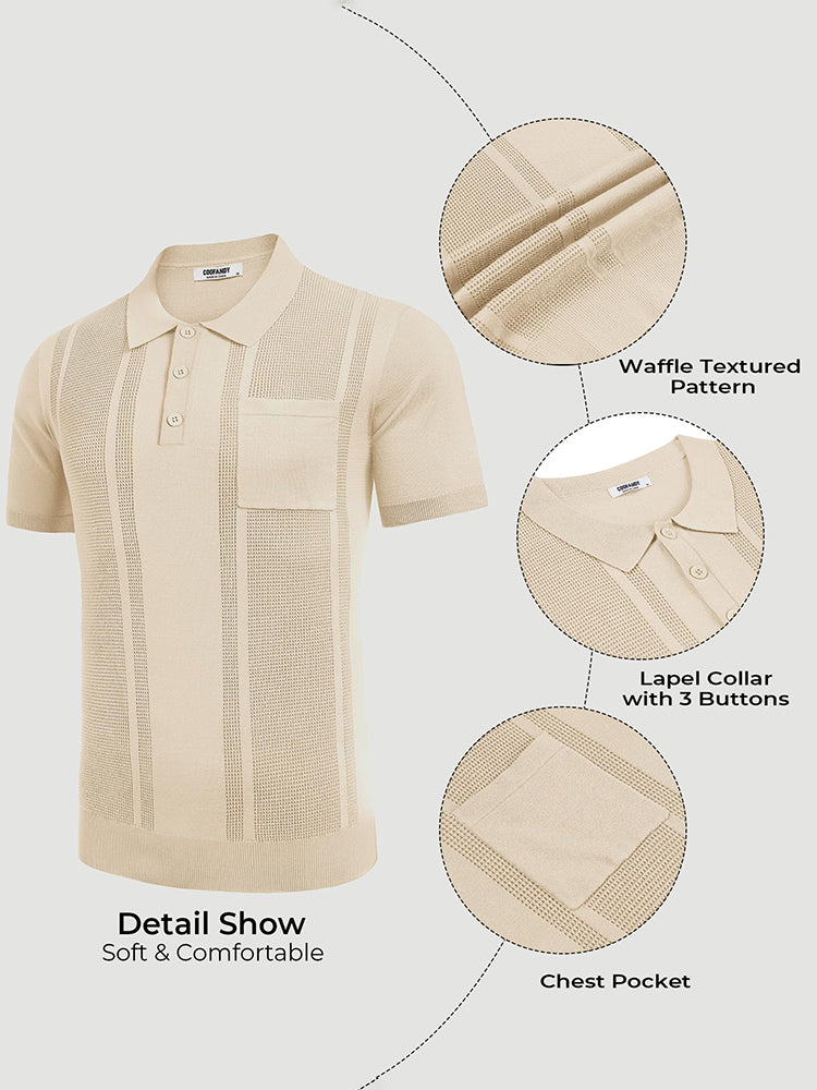 Casual Textured Knit Polo Shirt